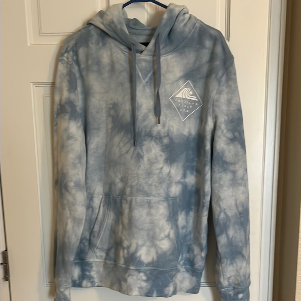 New American  Eagle Blue Tie-Dye Hoodie, M